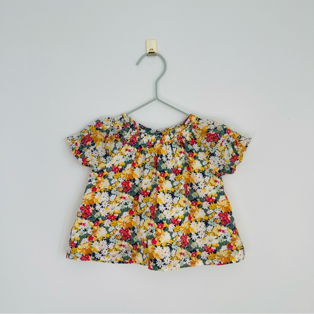 Gap Floral Top with Smocked Collar